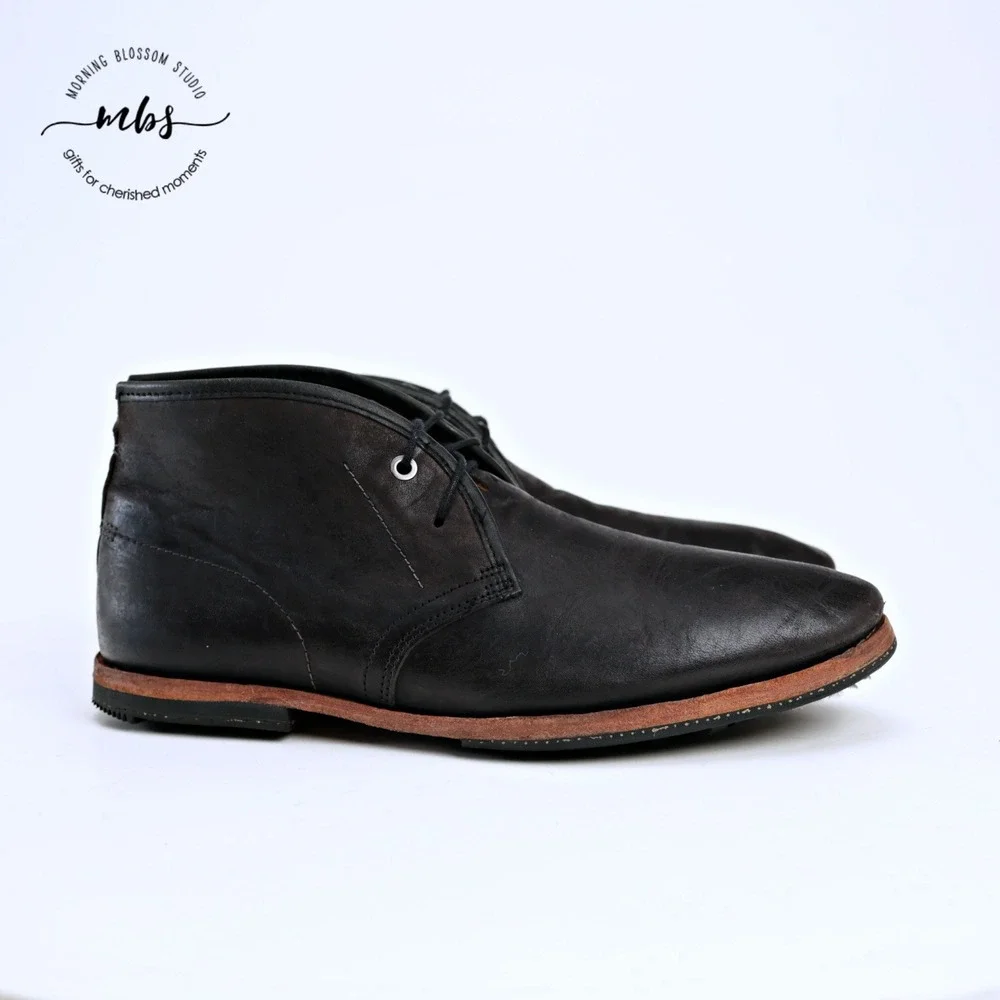 Timberland Boot Company Wodehouse Leather Raw Welt Chukka Boots Black Men 9